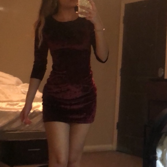 Burgundy Velvet Dress - Picture 1 of 3